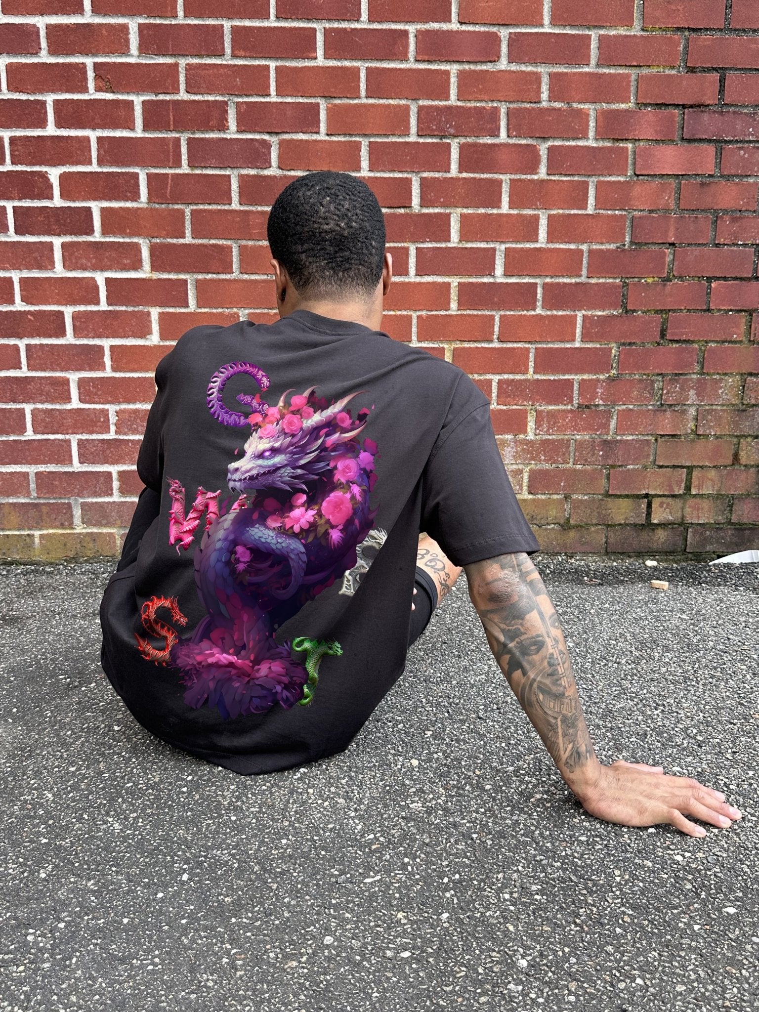 G WEST OVERSIZED PURPLE DRAGON TEE - G West