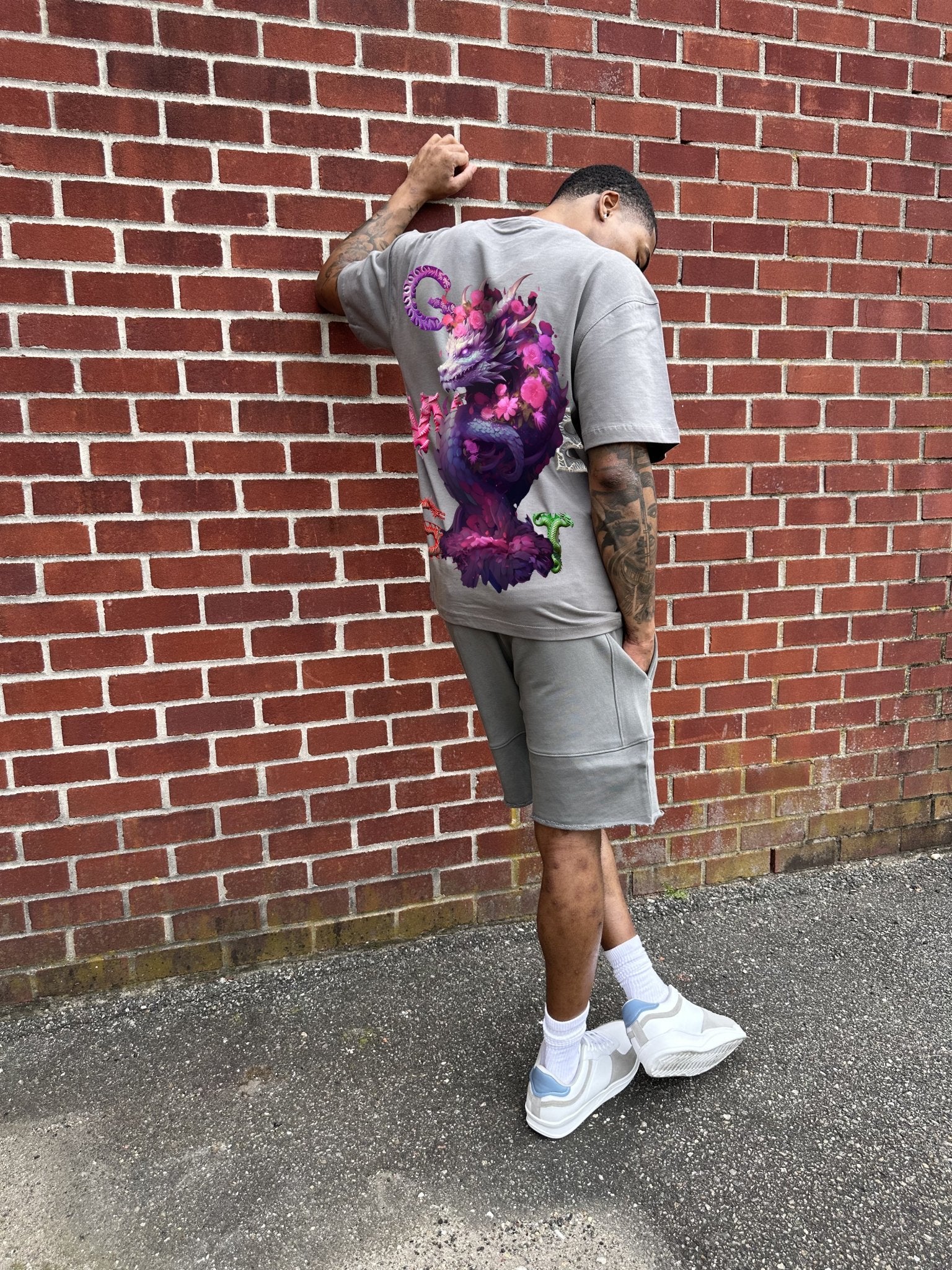 G WEST OVERSIZED PURPLE DRAGON TEE - G West