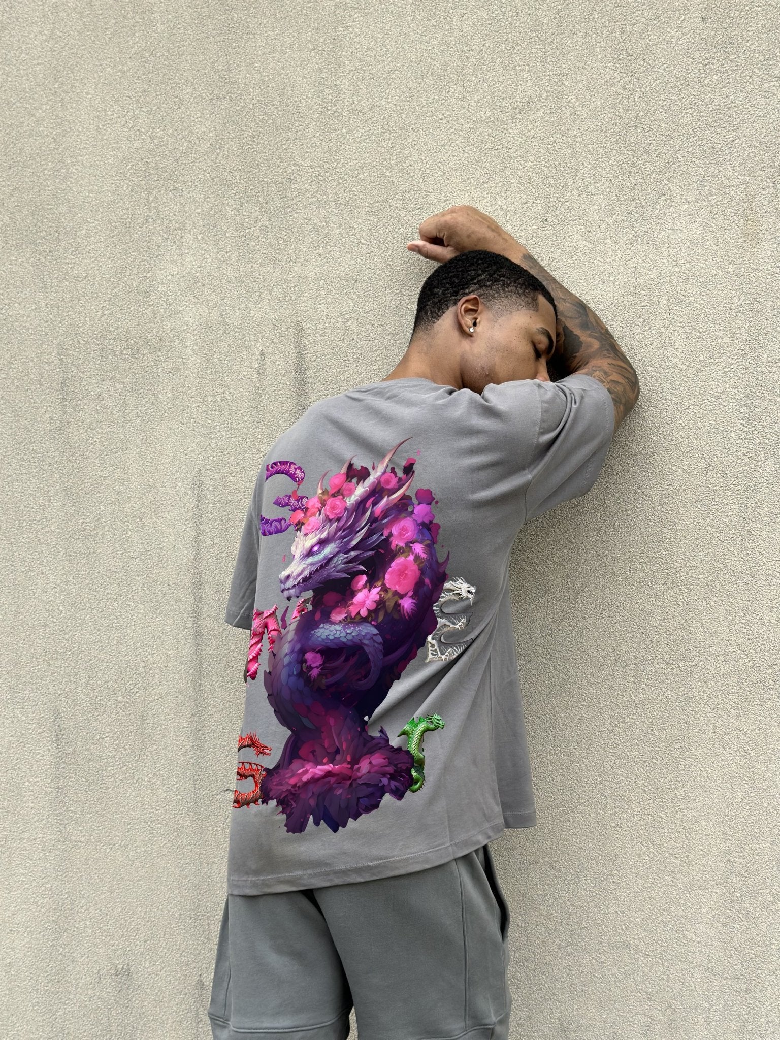 G WEST OVERSIZED PURPLE DRAGON TEE - G West