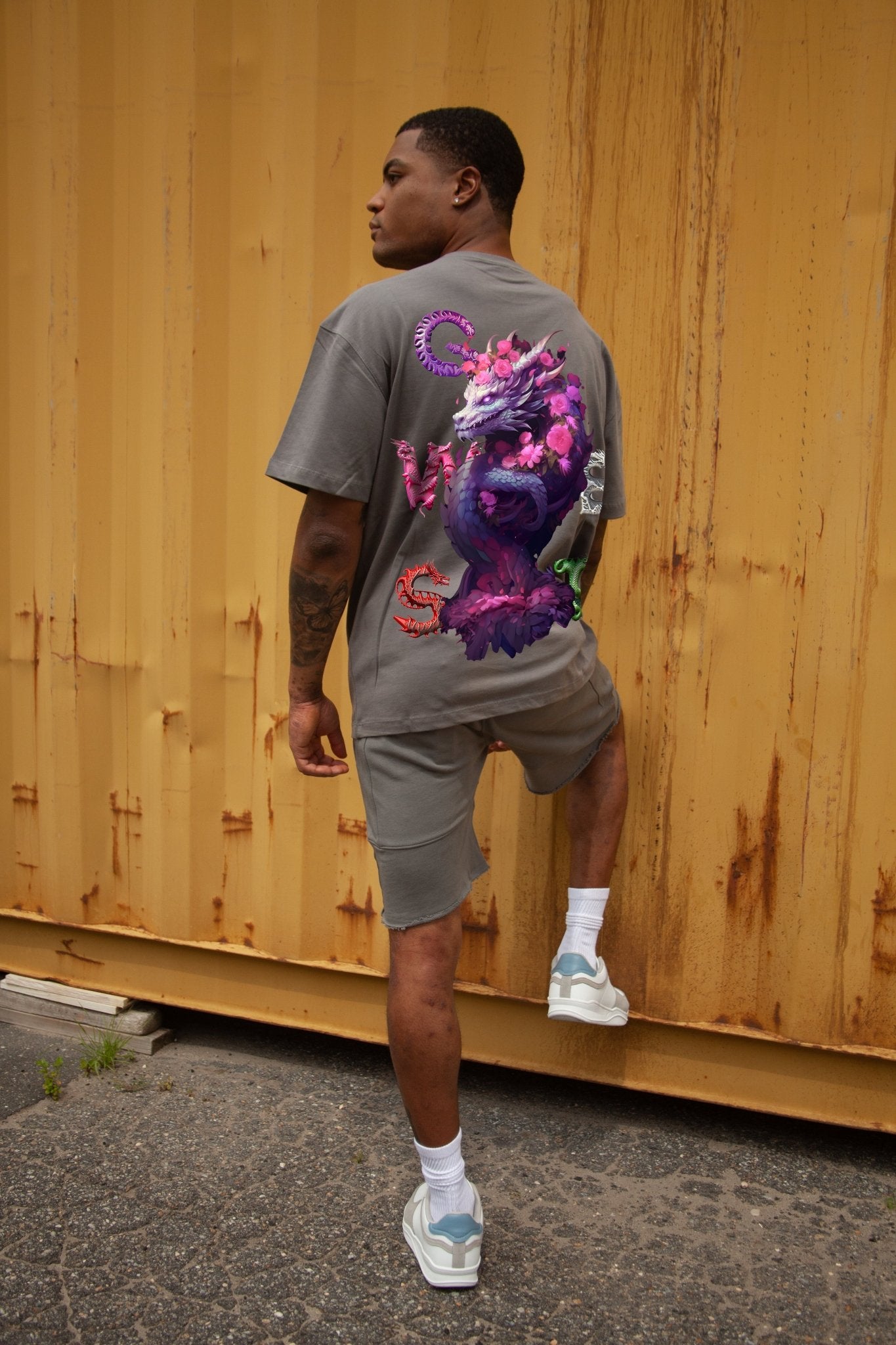 G WEST OVERSIZED PURPLE DRAGON TEE - G West