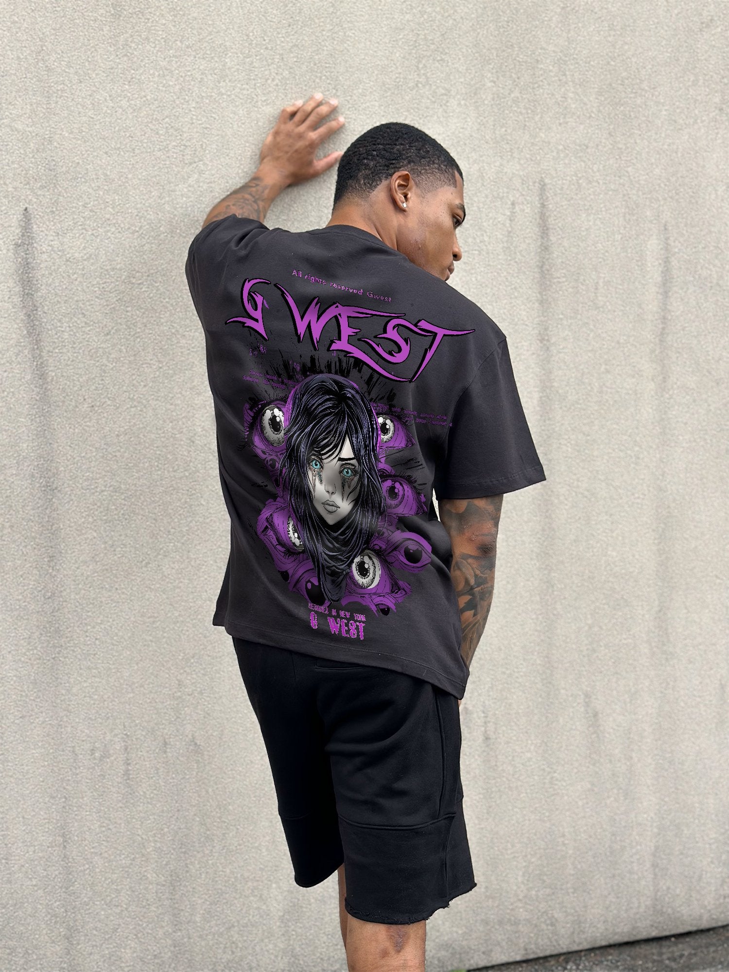 G WEST OVERSIZED PURPLE EYE TEE - G West