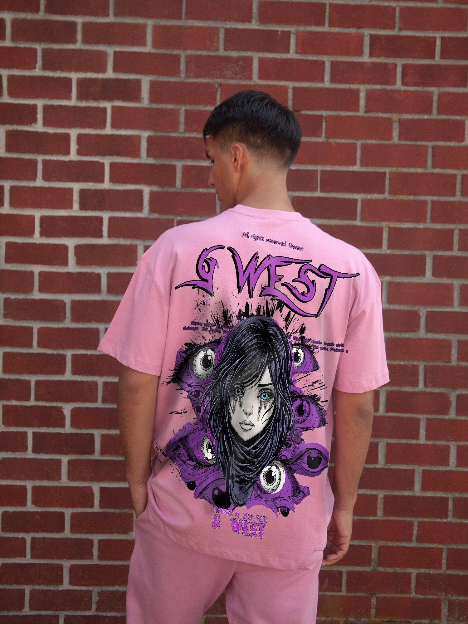 G WEST OVERSIZED PURPLE EYE TEE - G West