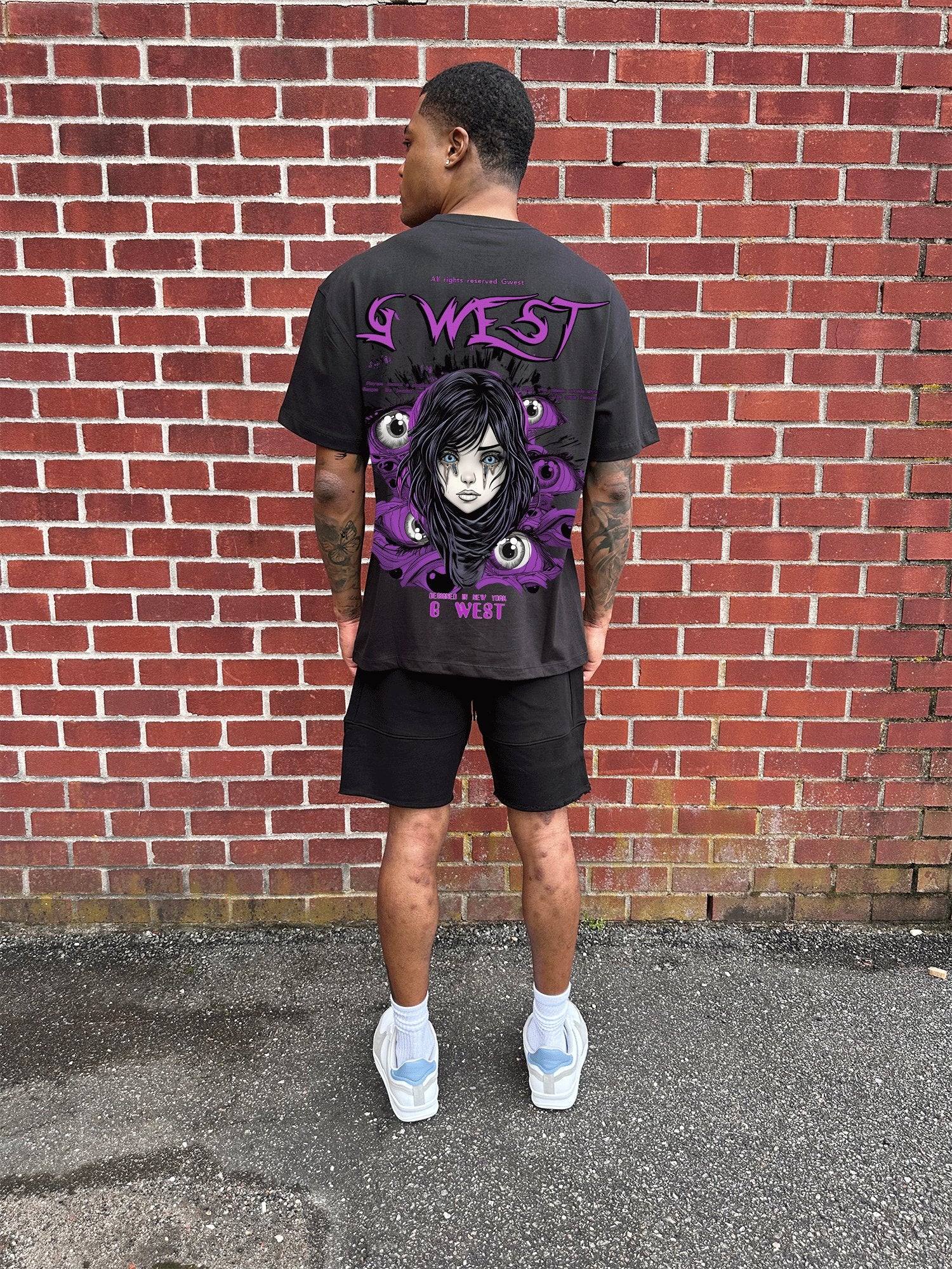 G WEST OVERSIZED PURPLE EYE TEE - G West