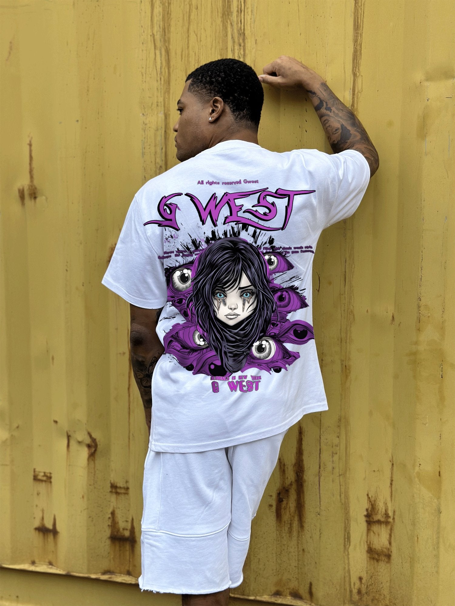 G WEST OVERSIZED PURPLE EYE TEE - G West