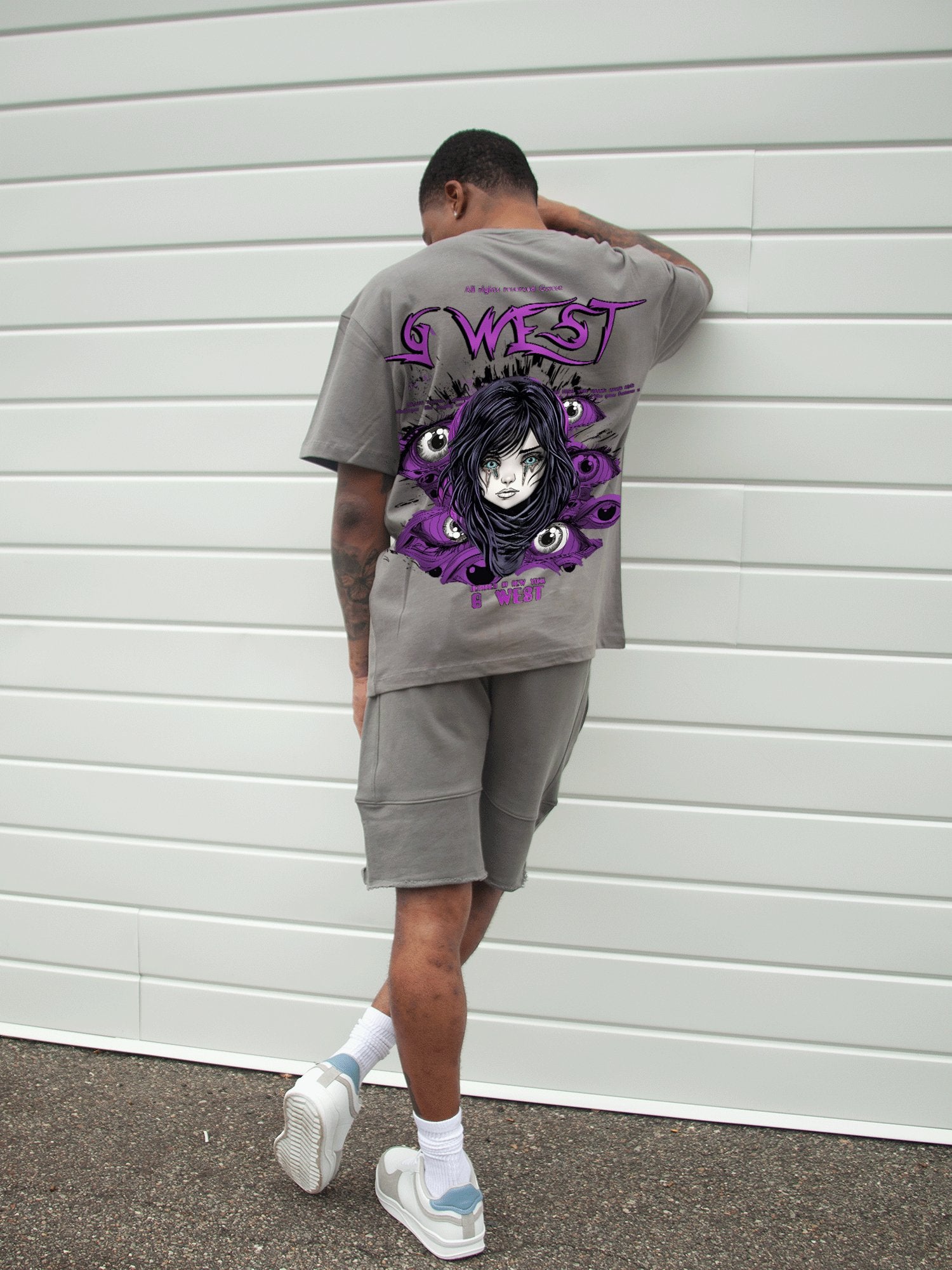 G WEST OVERSIZED PURPLE EYE TEE - G West