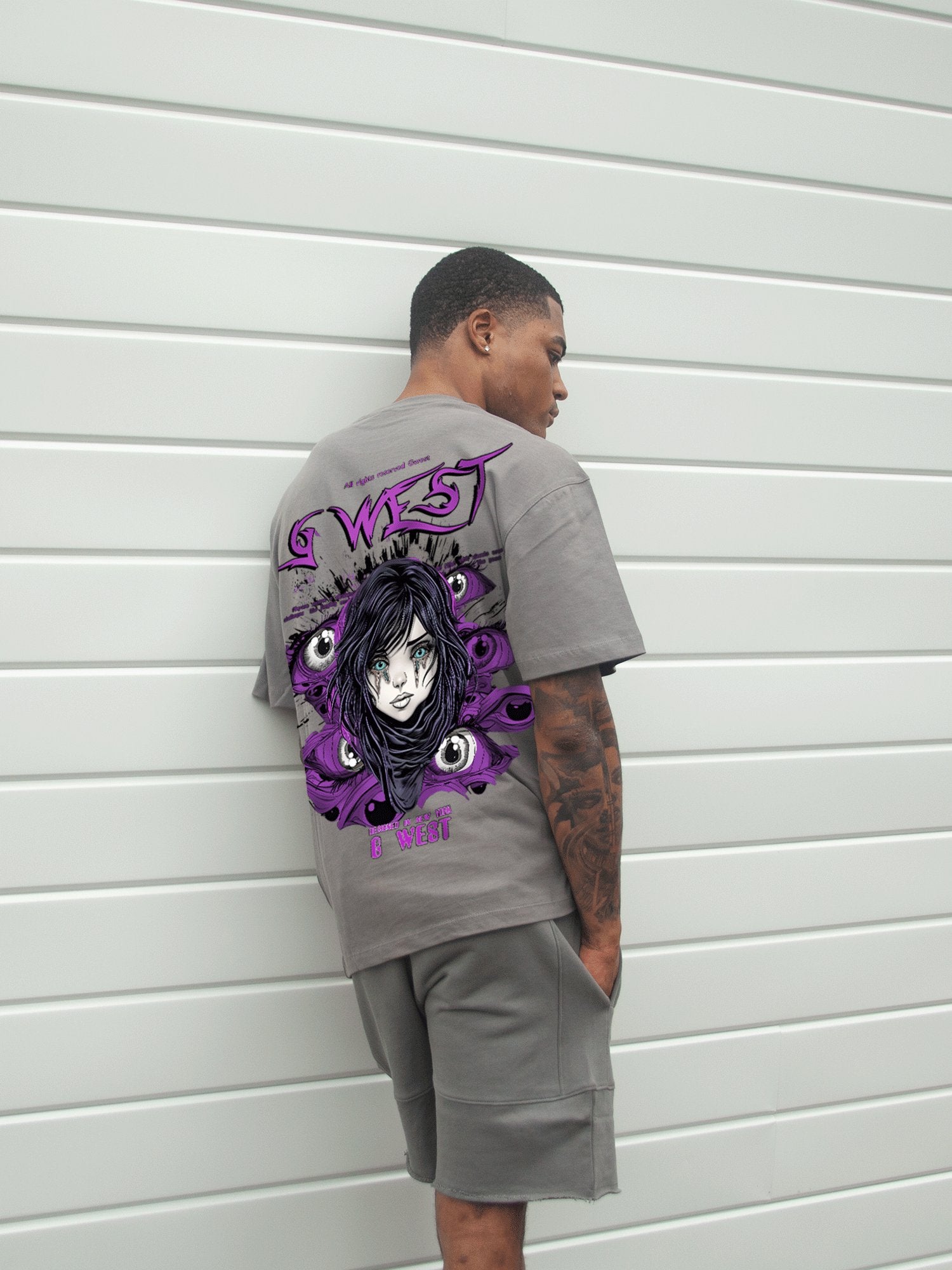 G WEST OVERSIZED PURPLE EYE TEE - G West