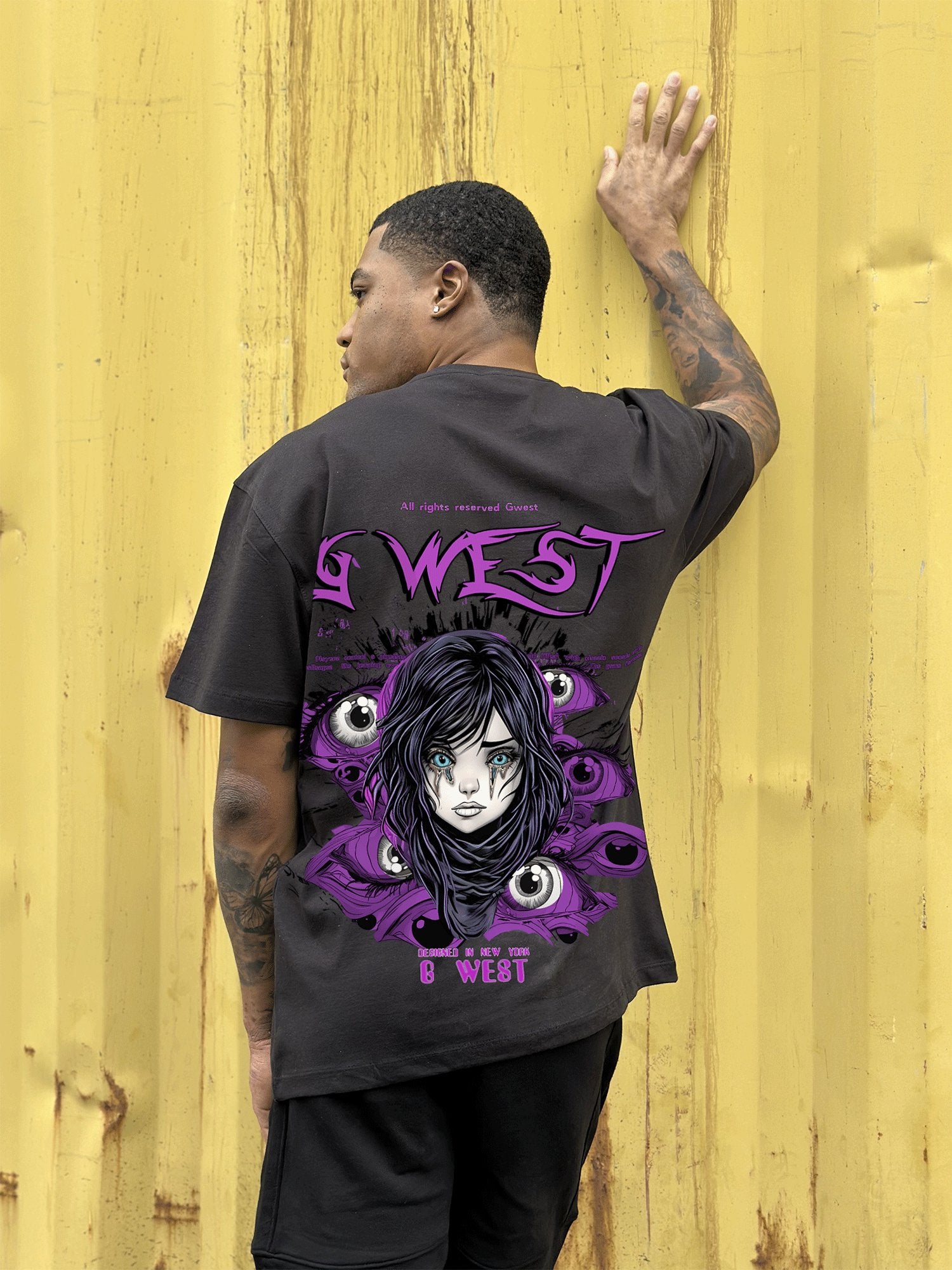 G WEST OVERSIZED PURPLE EYE TEE - G West