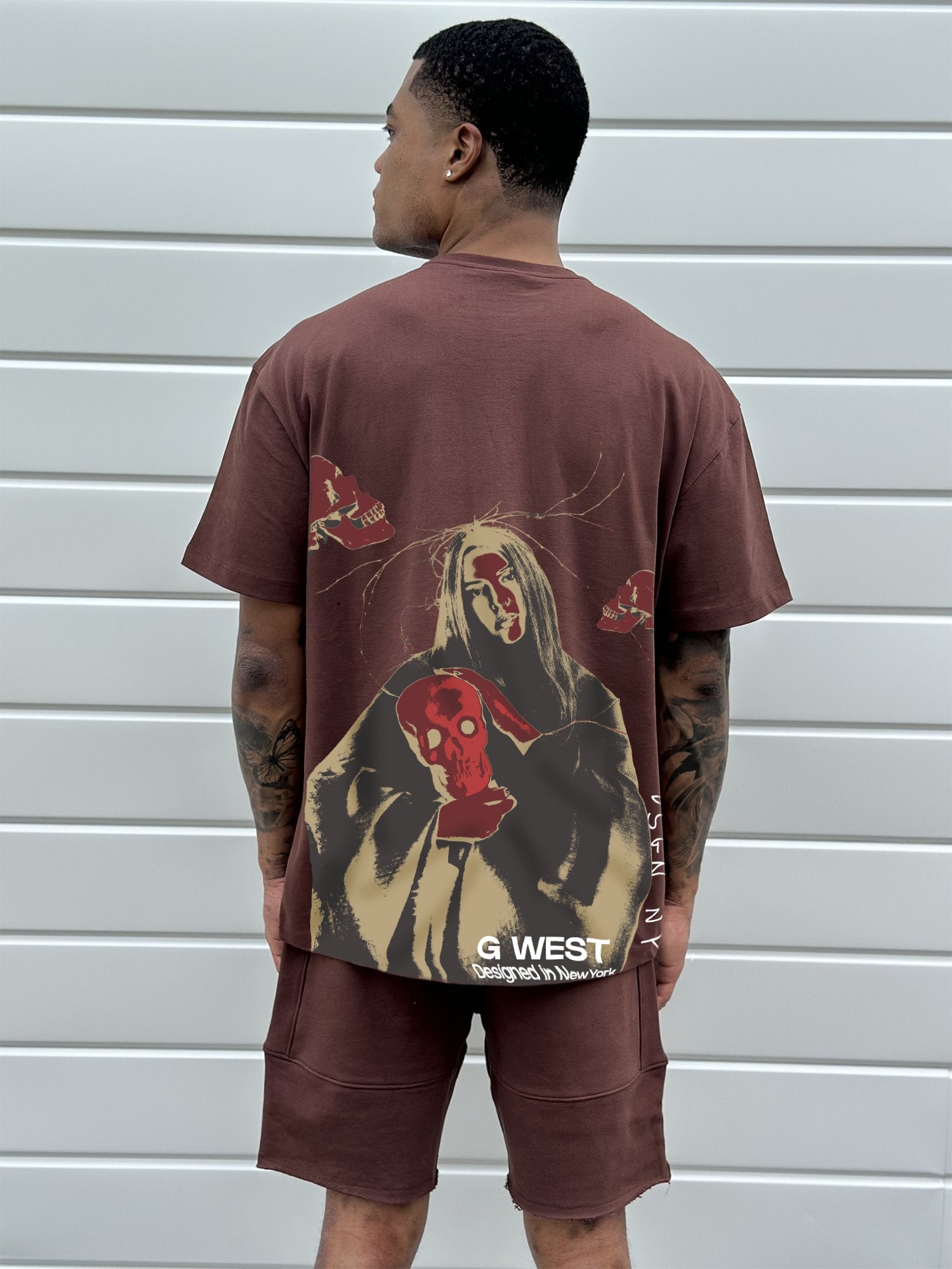 G WEST OVERSIZED RED SKULL TEE - G West