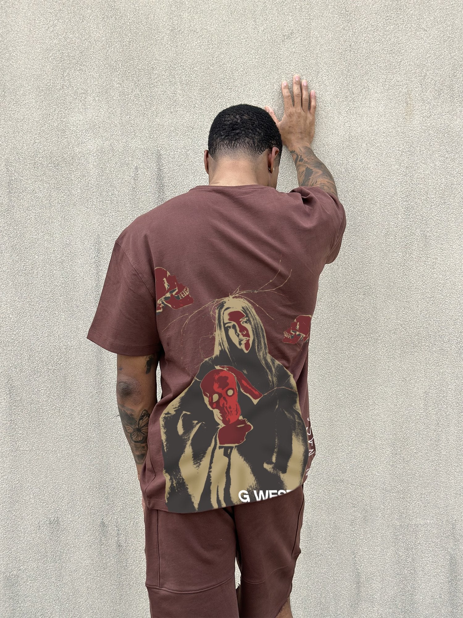 G WEST OVERSIZED RED SKULL TEE - G West