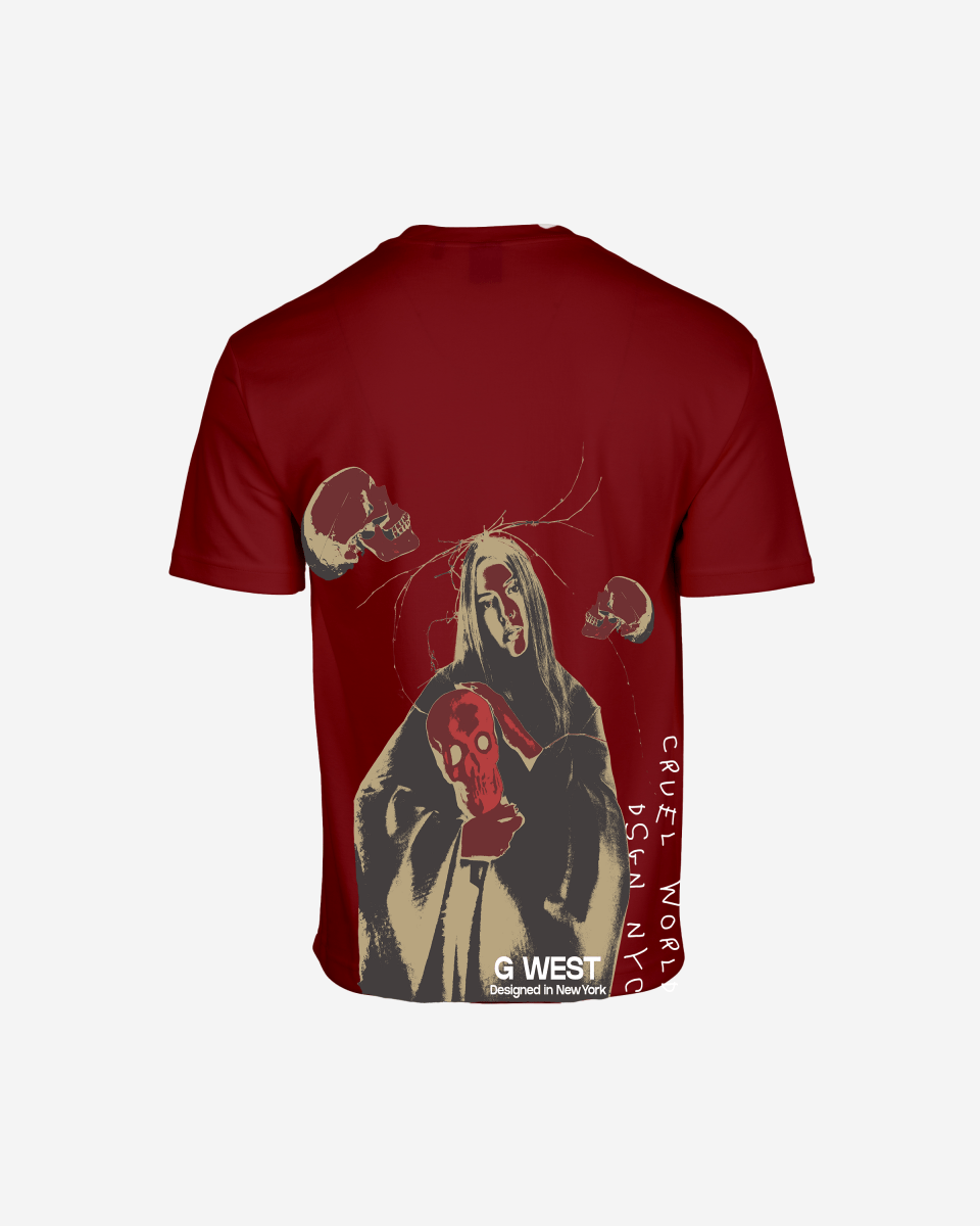 G West Oversized Red Skull Tee - G West