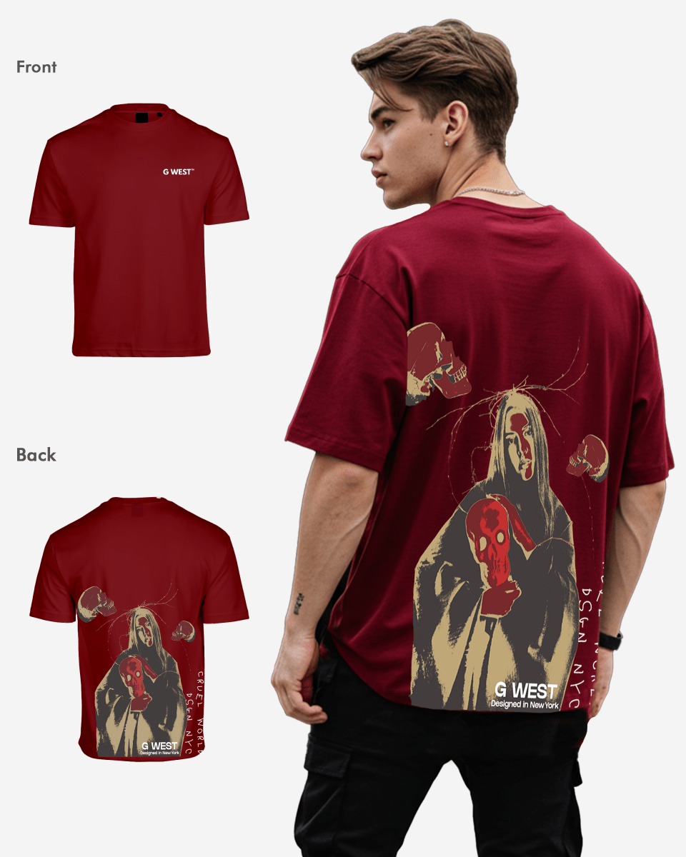 G West Oversized Red Skull Tee - G West