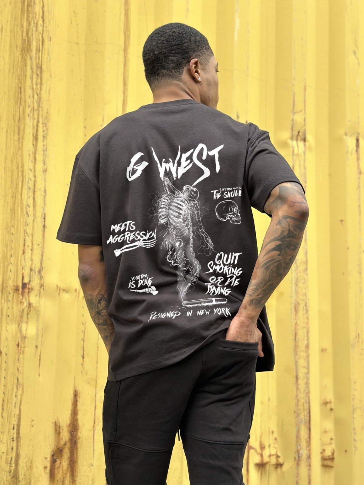 G WEST OVERSIZED SMOKE SKELETON TEE - G West