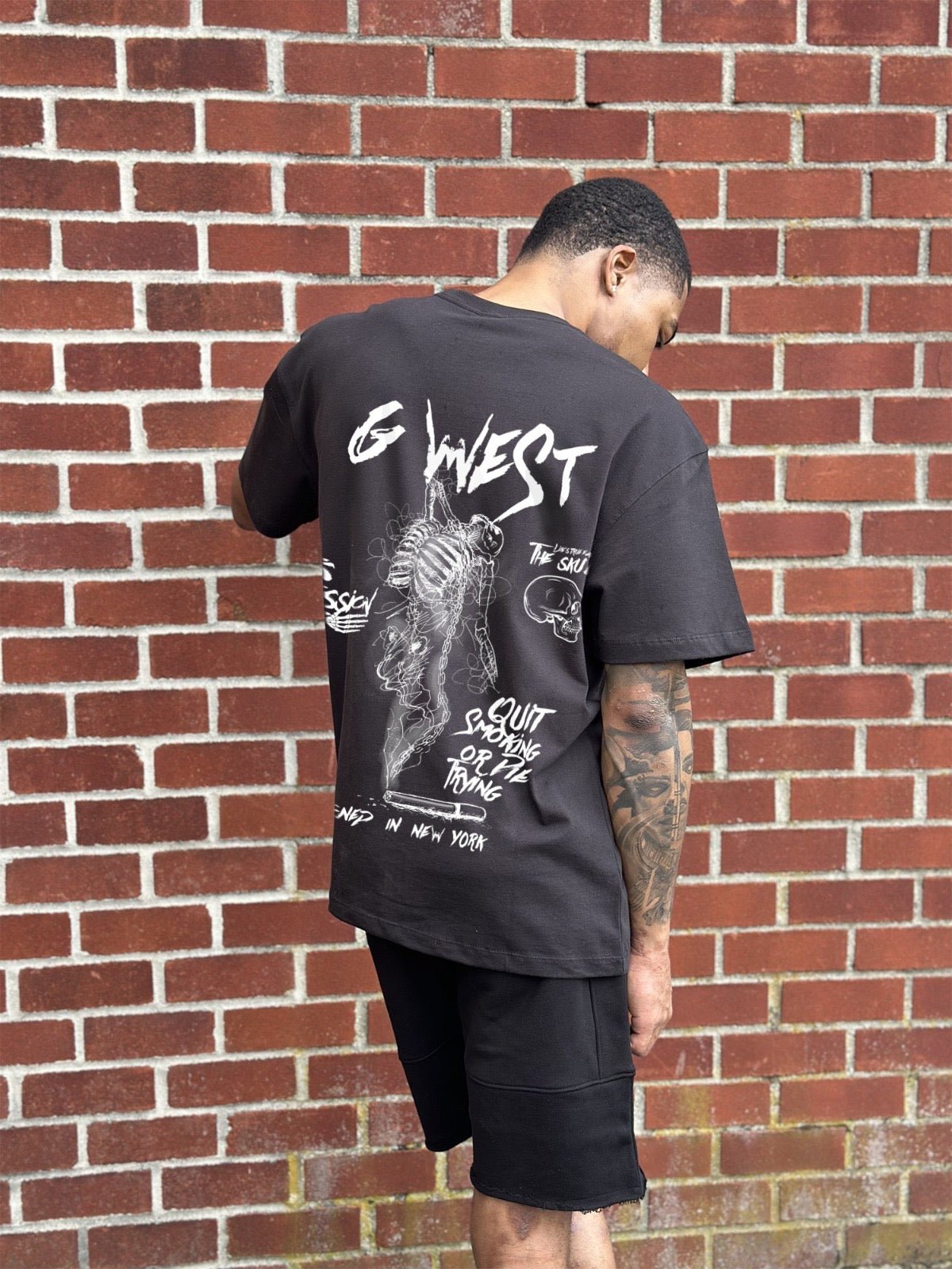 G WEST OVERSIZED SMOKE SKELETON TEE - G West