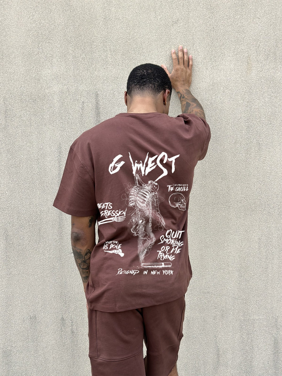 G WEST OVERSIZED SMOKE SKELETON TEE - G West