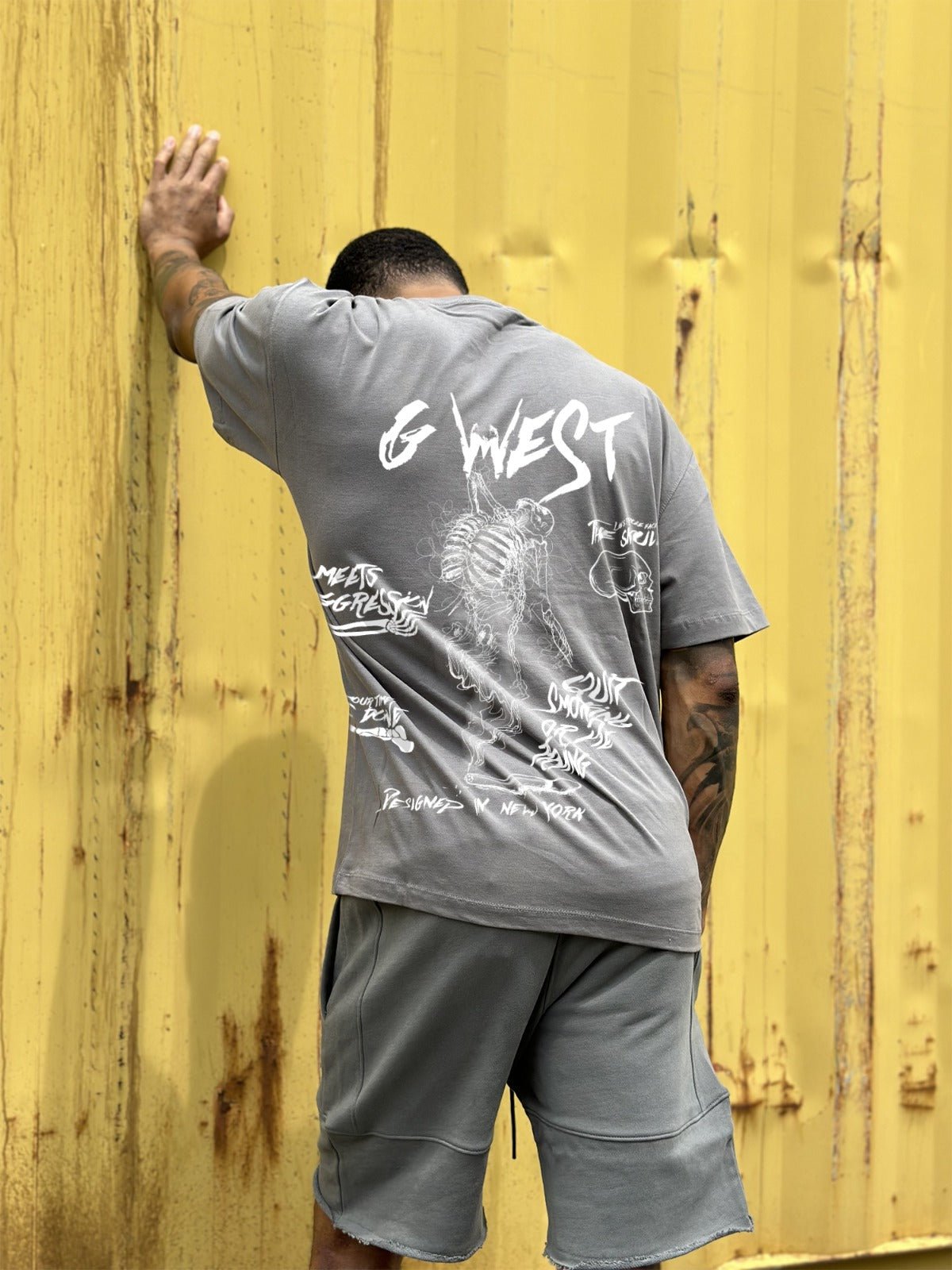 G WEST OVERSIZED SMOKE SKELETON TEE - G West