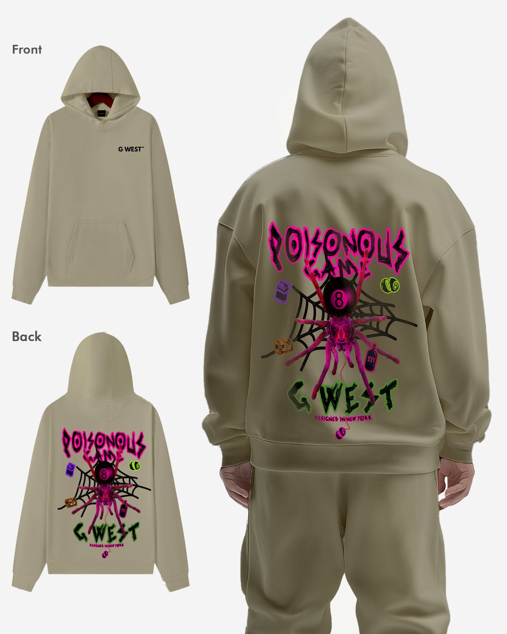 G WEST POISON GAME HEAVY PREMIUM OVERSIZE HOODIE - G West