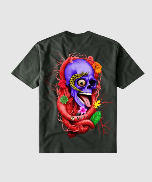 G WEST PREMIUM SNAKE SKULL T-SHIRT - GWGTL7005 - 5 COLORS - G West