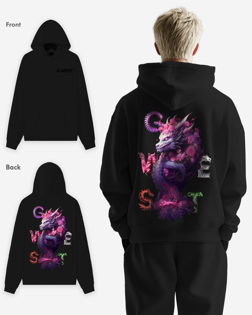 G West Purple Dragon Heavy Premium Oversize Hoodie - G West