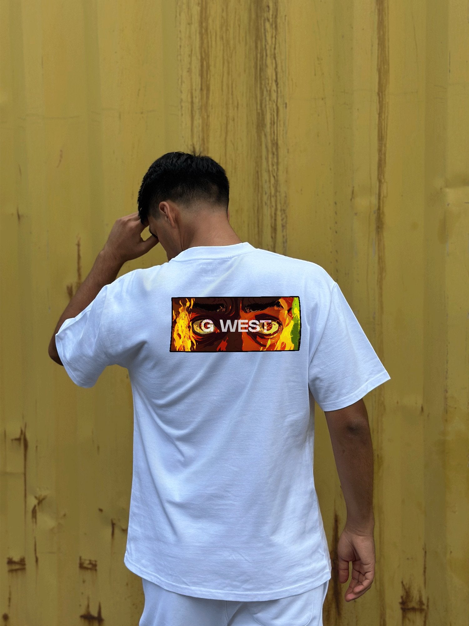 G WEST REGULAR FIT FLAME BOX LOGO T SHIRT : GWPBAST5062 - 2 COLORS - G West