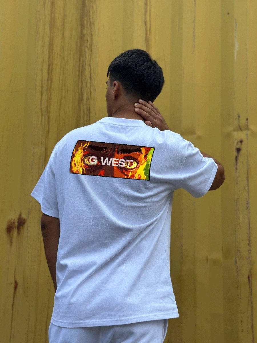 G West Regular Fit Flame Box Logo T Shirt : Gwpbast5062 - 2 Colors - G West