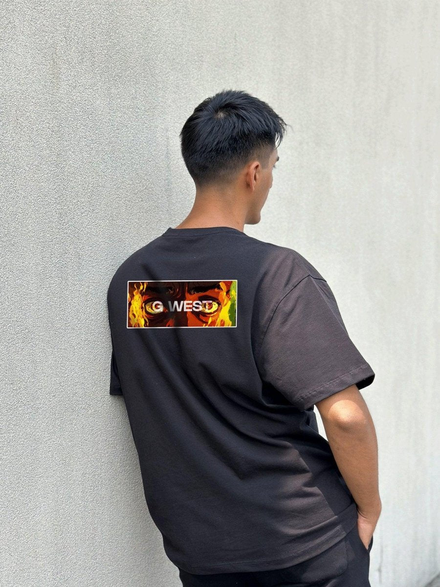 G West Regular Fit Flame Box Logo T Shirt : Gwpbast5062 - 2 Colors - G West