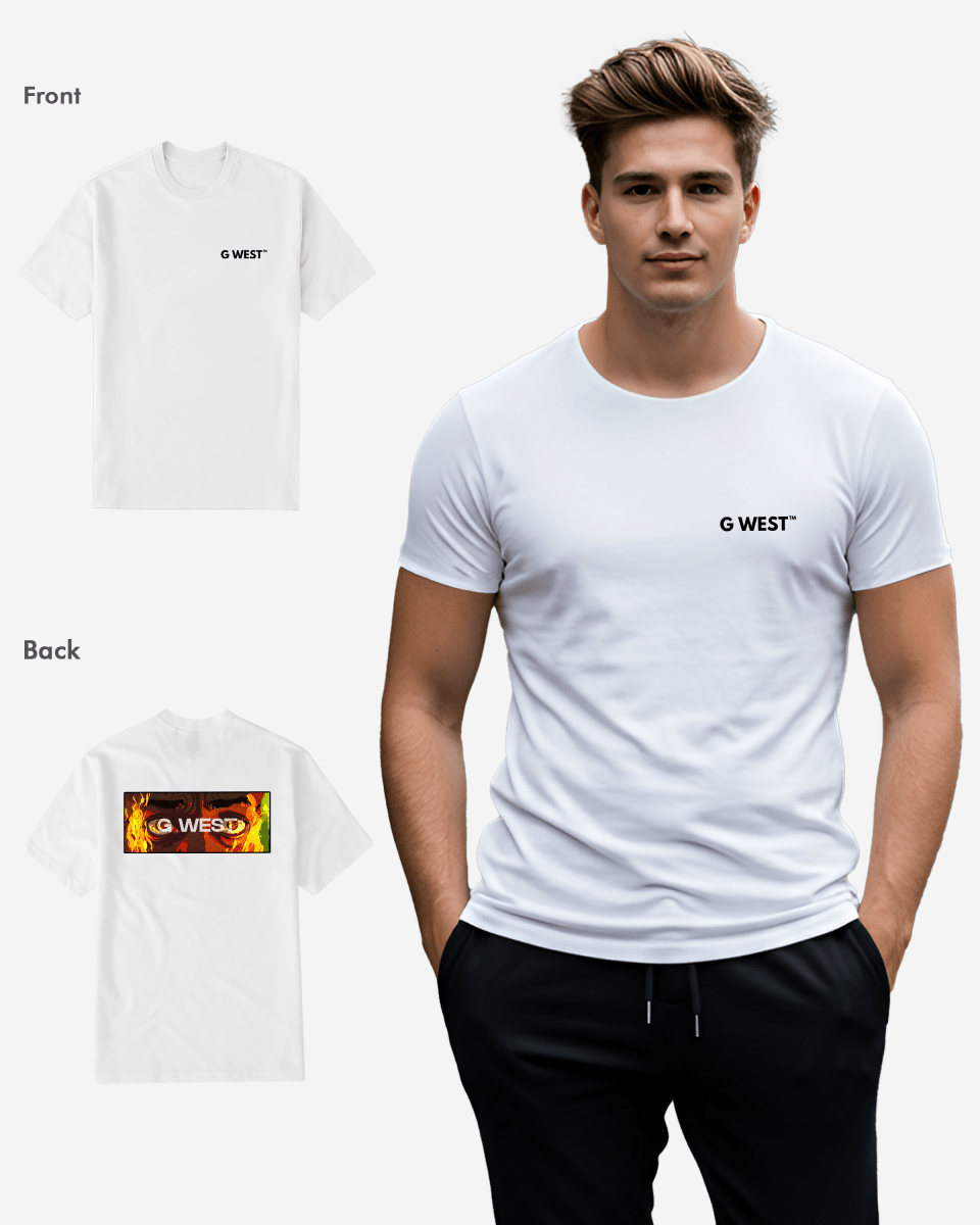 G West Regular Fit Flame Box Logo T Shirt - G West