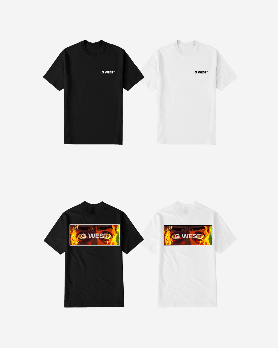 G West Regular Fit Flame Box Logo T Shirt - G West