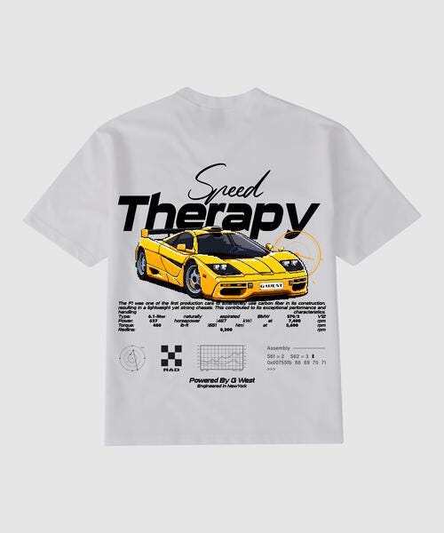 G West Regular Fit Speed Therapy Front Graphic T Shirt : Gwpbast5073 - 4 Colors - G West