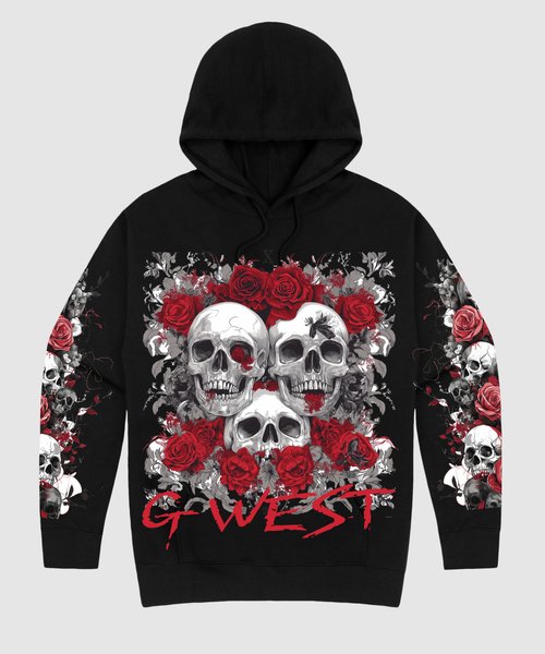 G West Rhinestone Roses And Bones Hoodie - G West