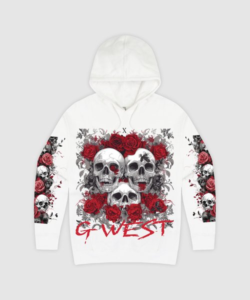 G West Rhinestone Roses And Bones Hoodie - G West