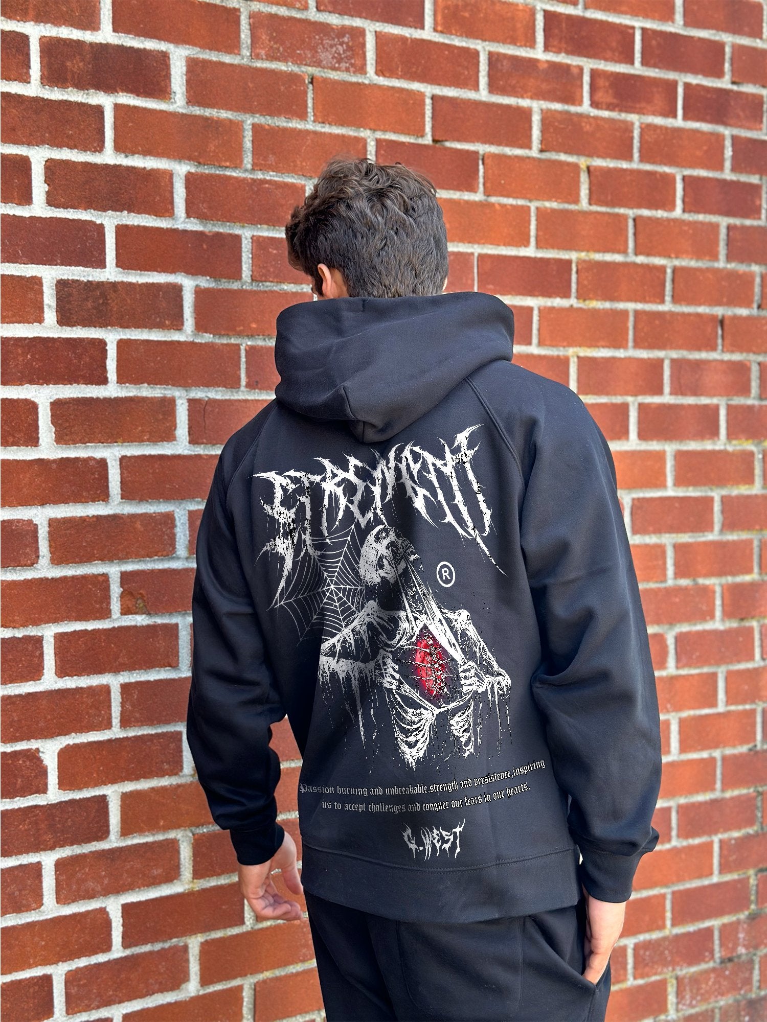 G WEST RIPPING SKELETON HOODIE : GWHLHD9022 - 3 COLORS - G West