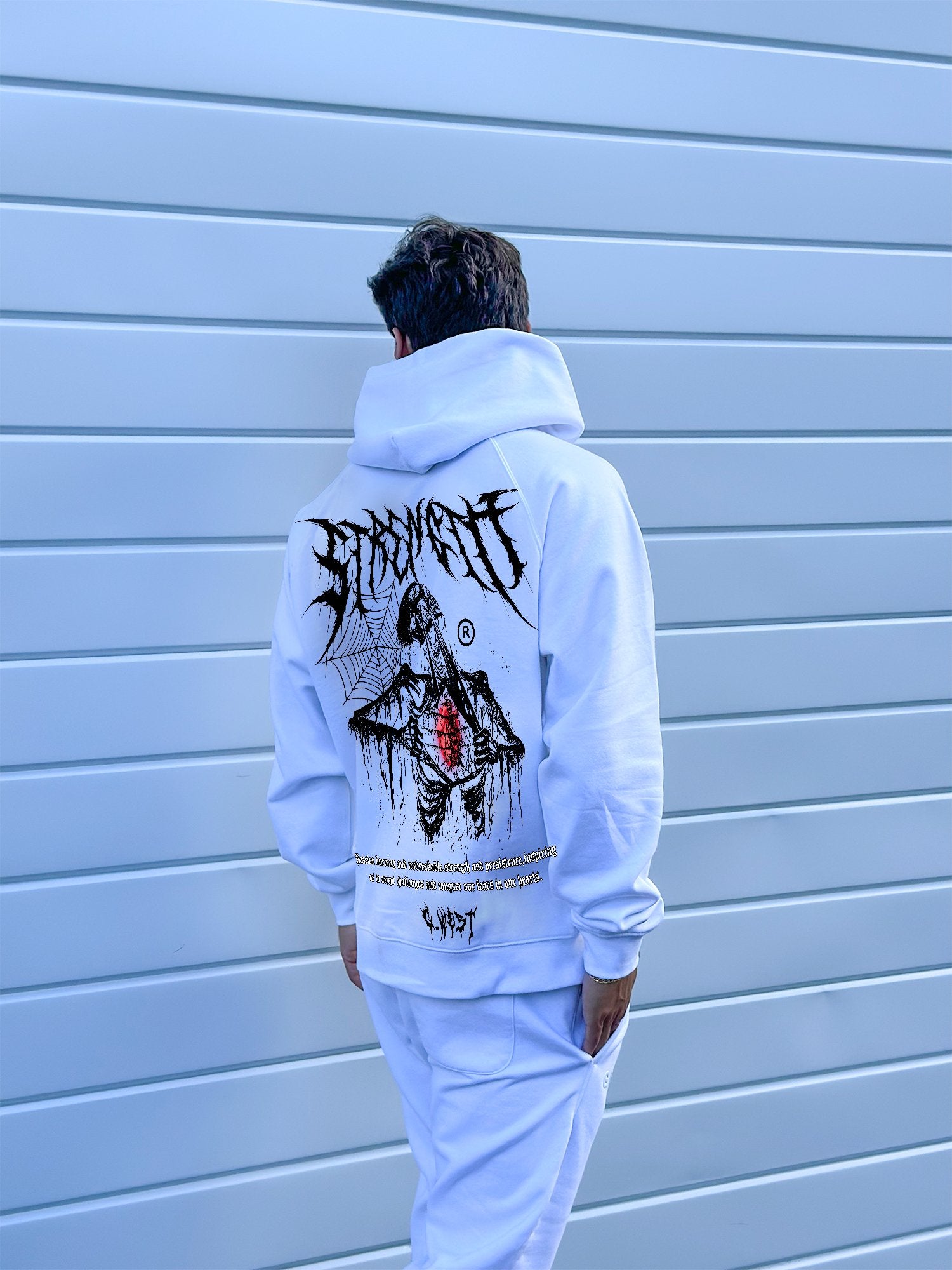 G WEST RIPPING SKELETON HOODIE : GWHLHD9022 - 3 COLORS - G West