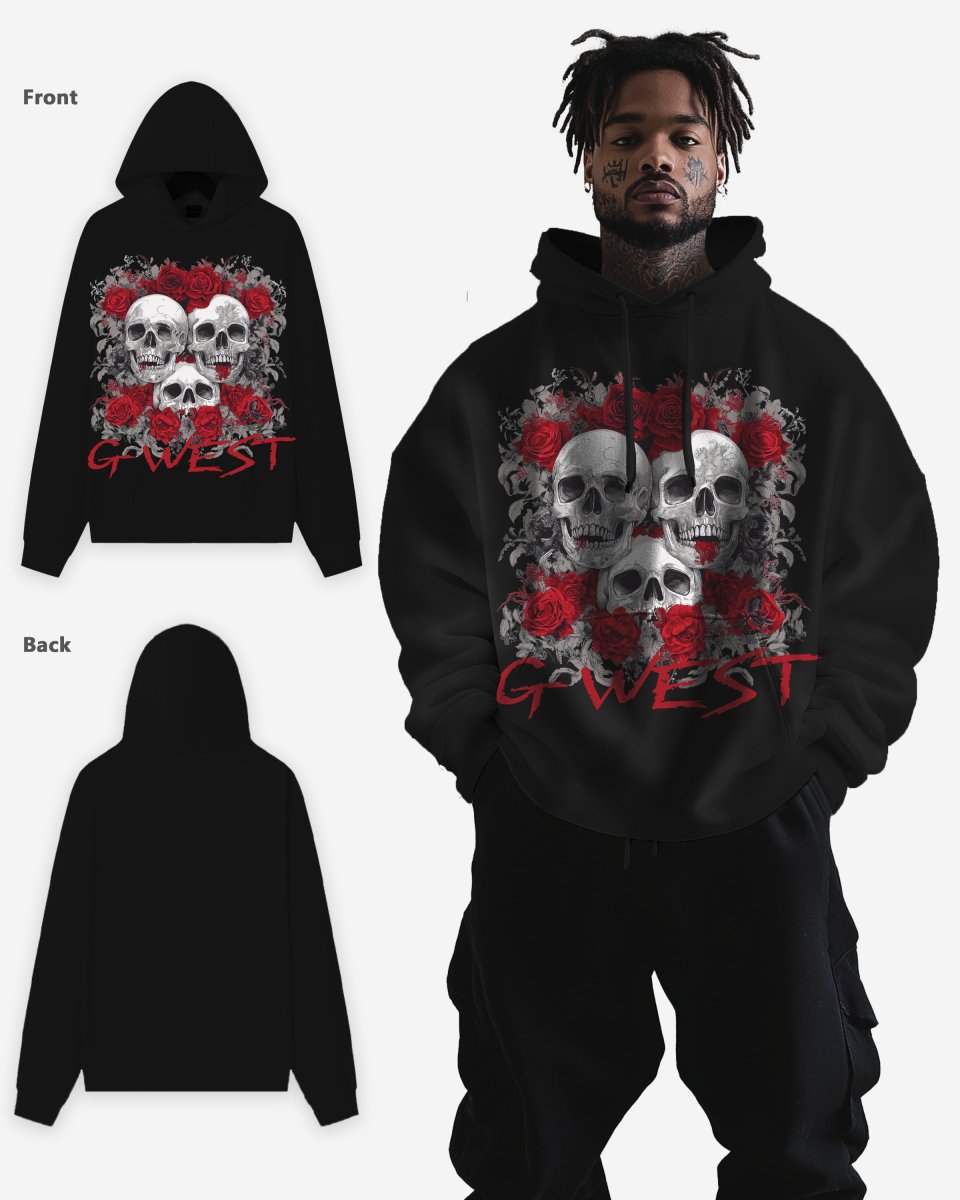 G West Roses And Bones Oversize Hoodie - G West