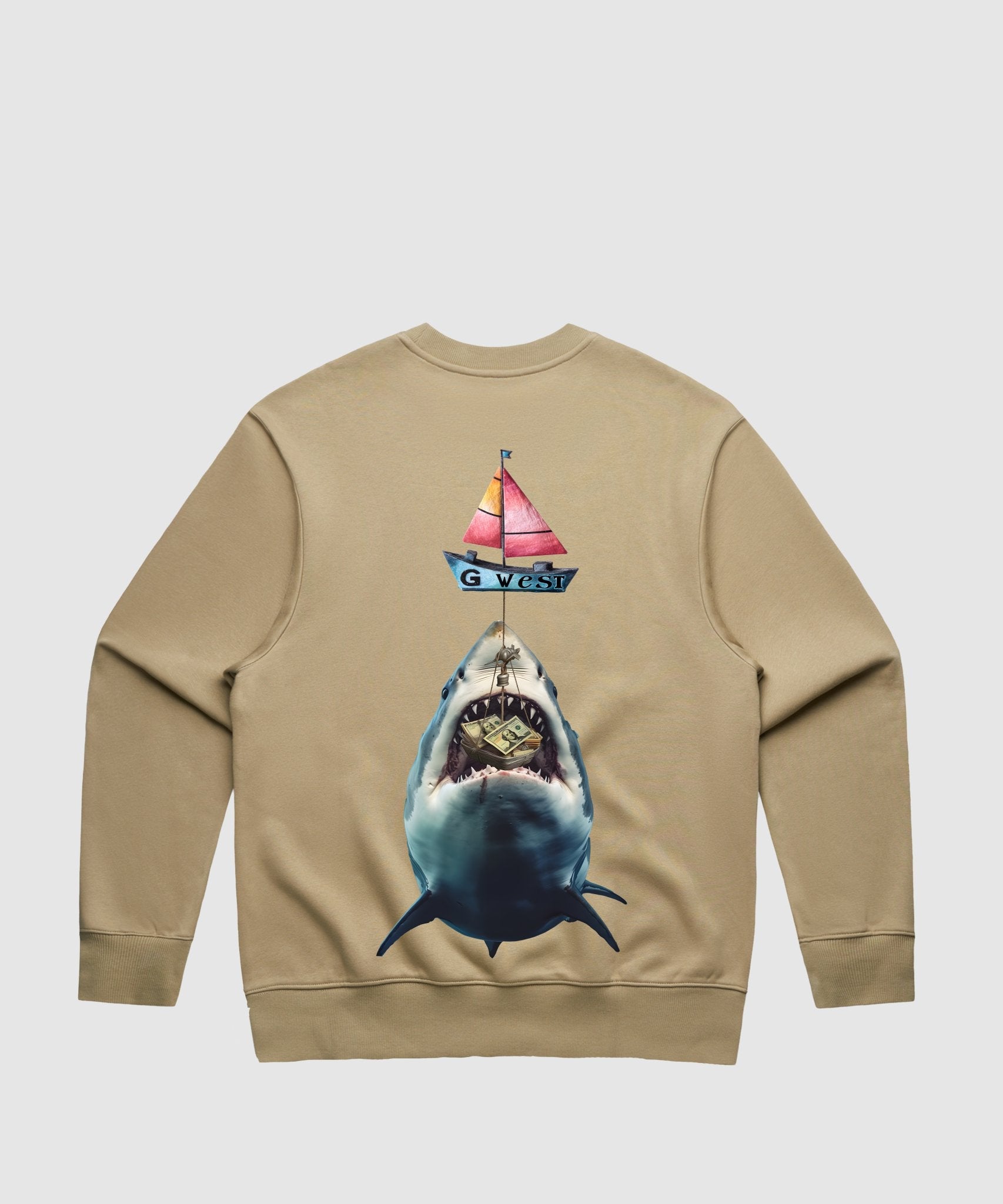 G WEST SHARK BAIT HEAVY PREMIUM CREWNECK - 6 COLORS - G West