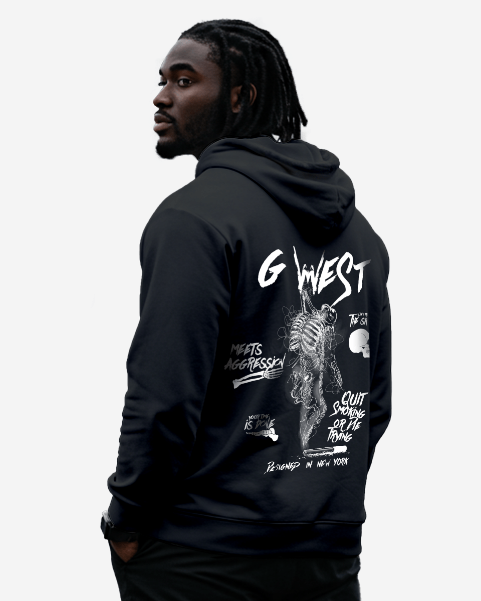 G West Smoke Skeleton Hoodie Mens Style Big and Tall - G West