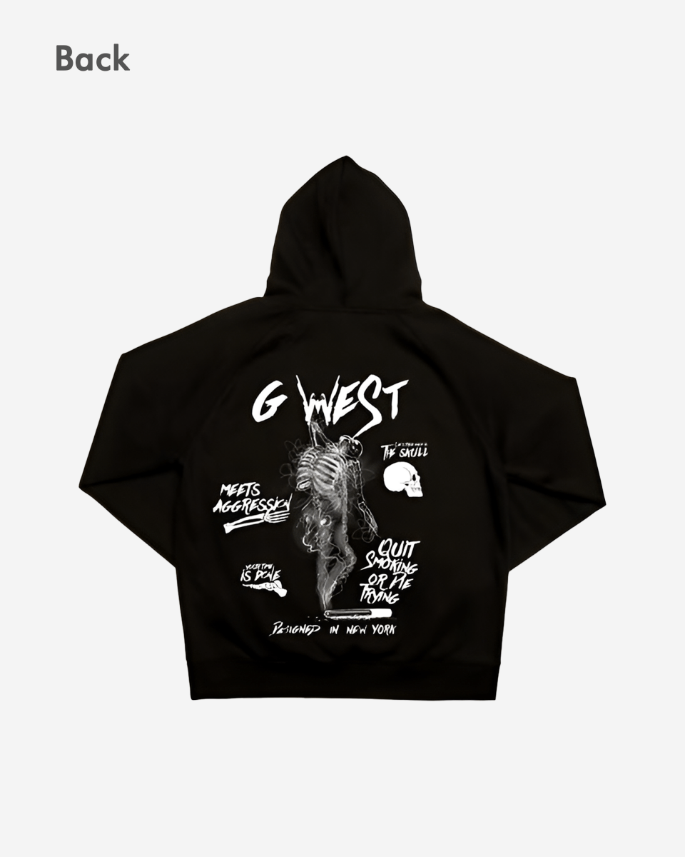 G West Smoke Skeleton Hoodie Mens Style Big and Tall - G West