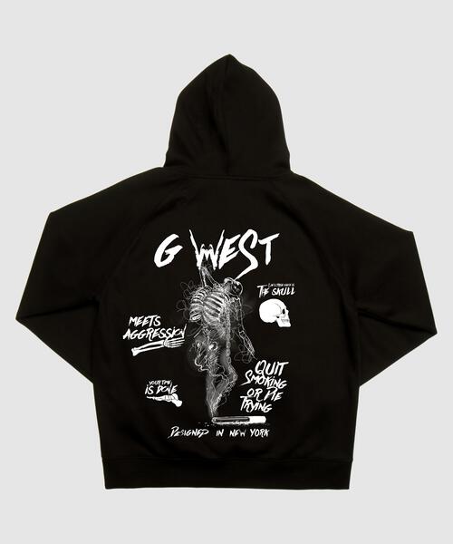 G WEST SMOKE SKELETON HOODIE MENS STYLE : GWHLHD9014 - 3 COLORS - G West