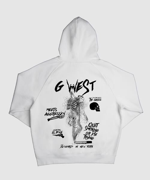 G WEST SMOKE SKELETON HOODIE MENS STYLE : GWHLHD9014 - 3 COLORS - G West