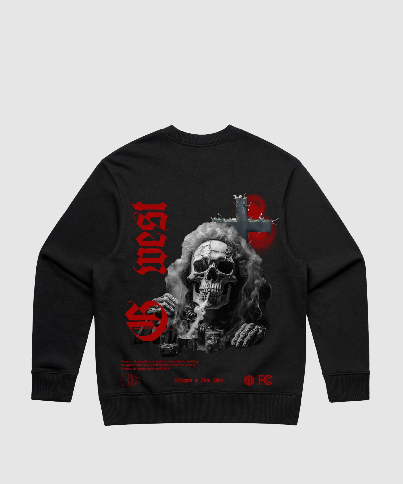 G WEST SMOKE SKULL HEAVY PREMIUM CREWNECK - 6 COLORS - G West