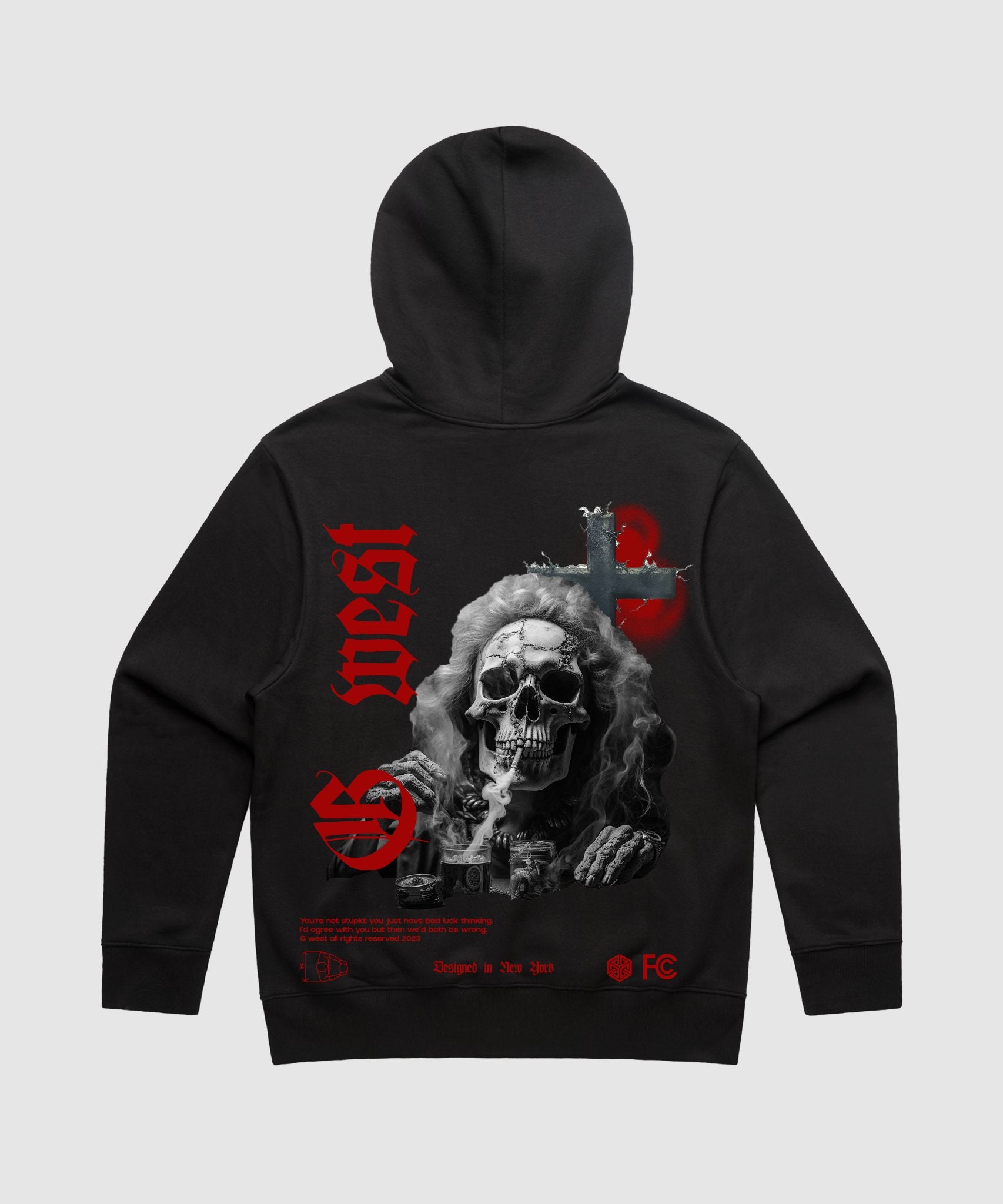 G WEST SMOKE SKULL HEAVY PREMIUM HOODIE - 6 COLORS - G West