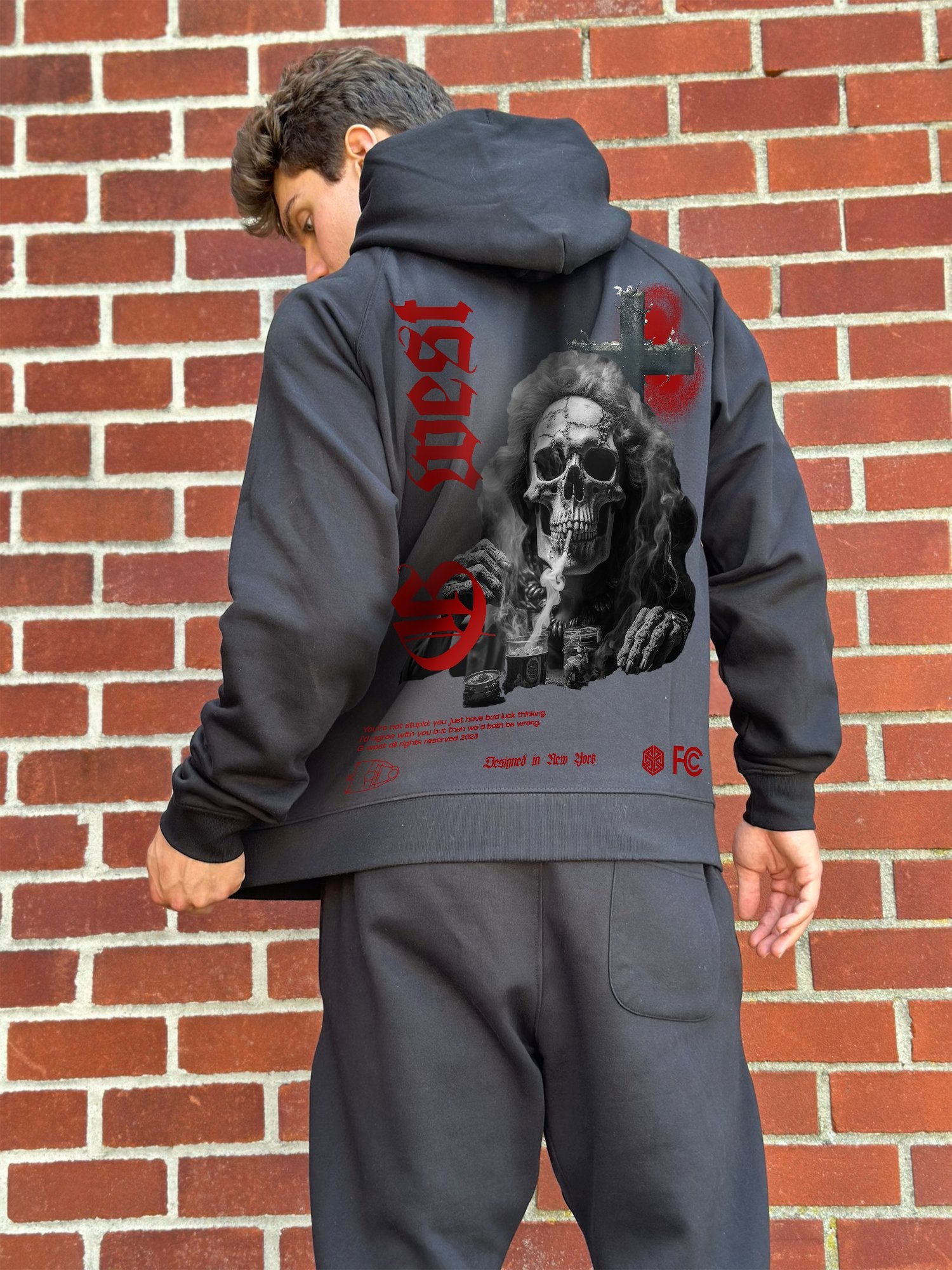 G WEST SMOKE SKULL HOODIE MENS STYLE : GWHLHD9017 - 4 COLORS - G West