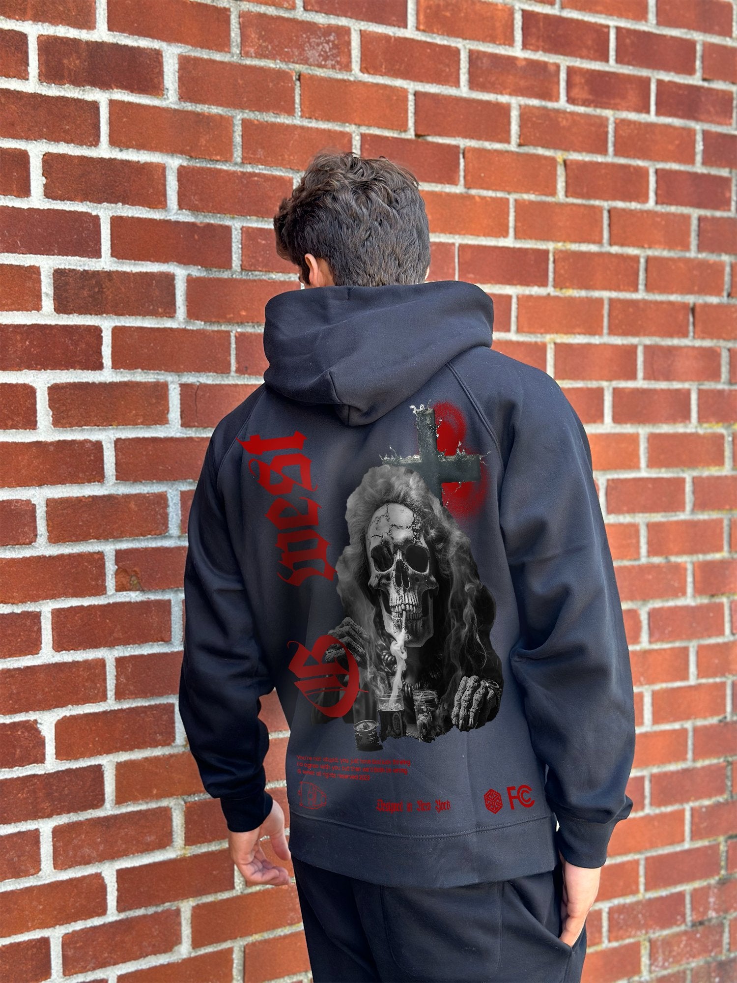 G WEST SMOKE SKULL HOODIE MENS STYLE : GWHLHD9017 - 4 COLORS - G West