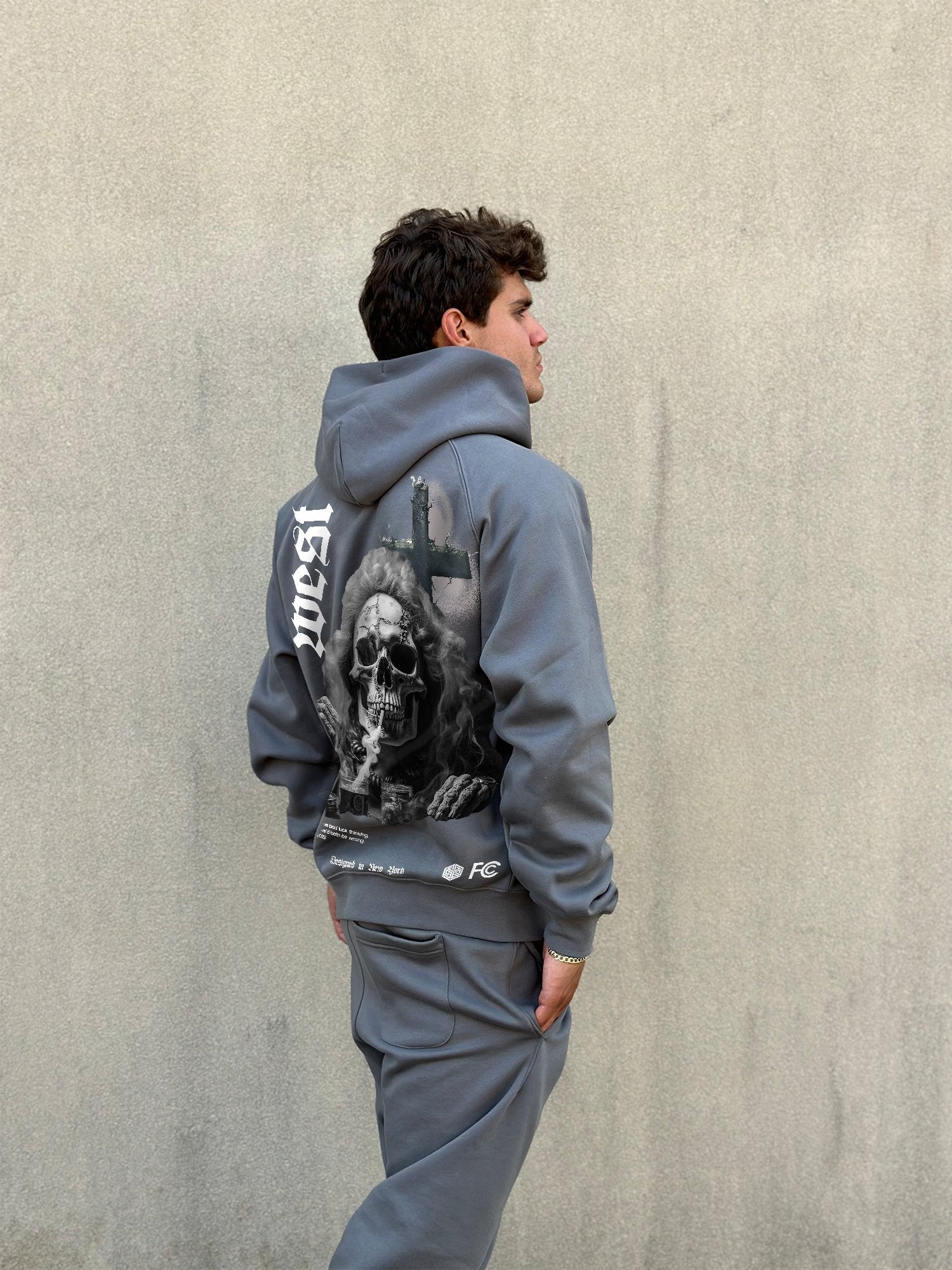 G WEST SMOKE SKULL HOODIE MENS STYLE : GWHLHD9017 - 4 COLORS - G West