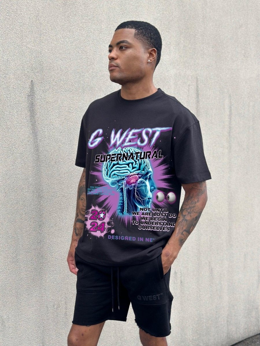 G West Supernatural Acid Wash Premium Tee Front And Back Print - G West