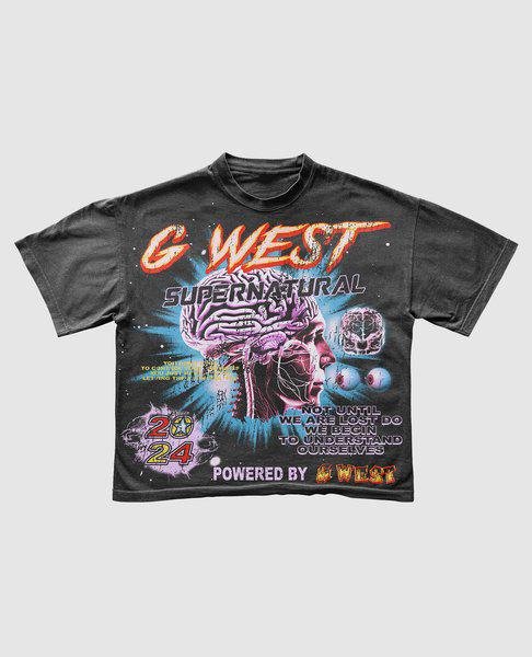 G West Supernatural Acid Wash Premium Tee Front And Back Print - G West