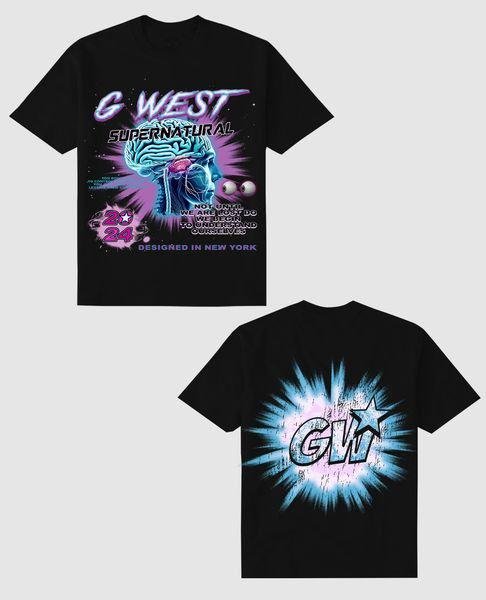 G West Supernatural Acid Wash Premium Tee Front And Back Print - G West