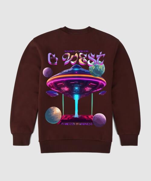 G West Ufo Fleece Crewneck With Invisible Zippers - Gwpcrwl5038 - 2 Colors - G West