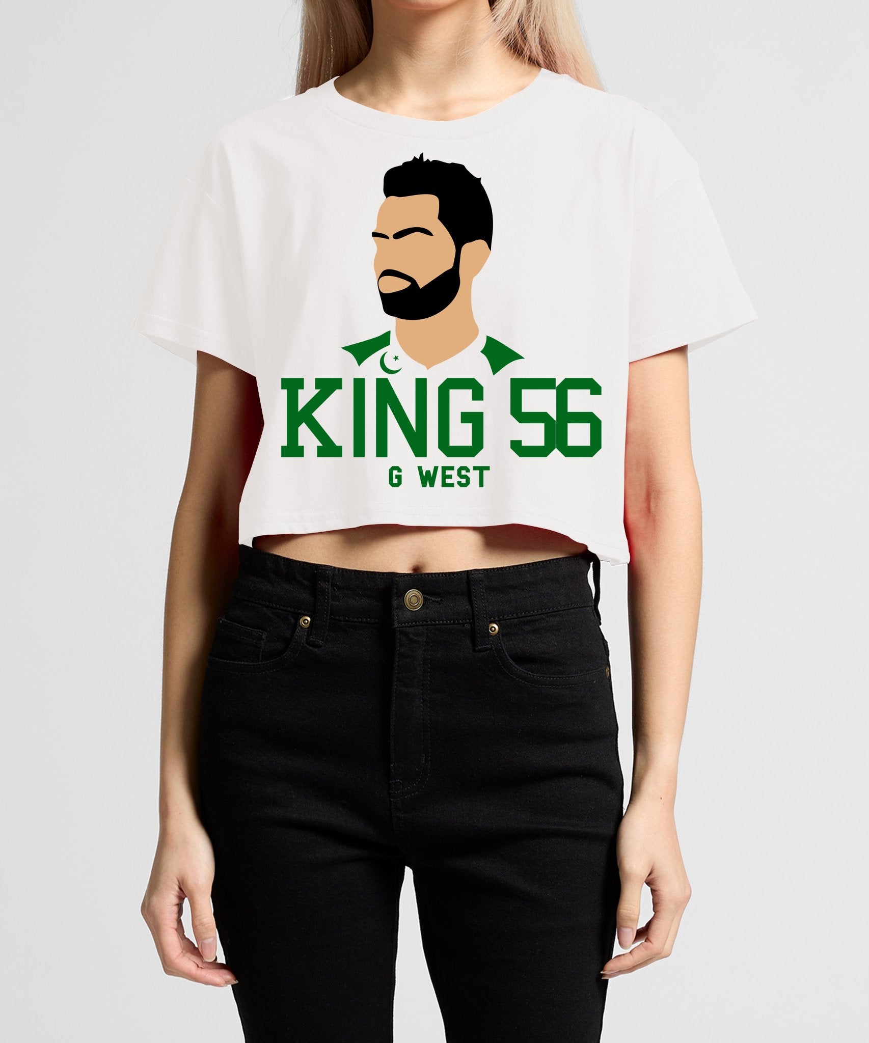 G West Women Pakistan Cricket King 56 White T - Shirt : GWWSCDTF2408 - G West