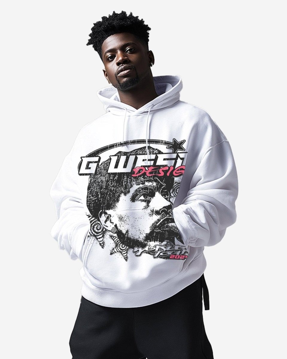 G West World Tour White Oversized Hoodie - G West