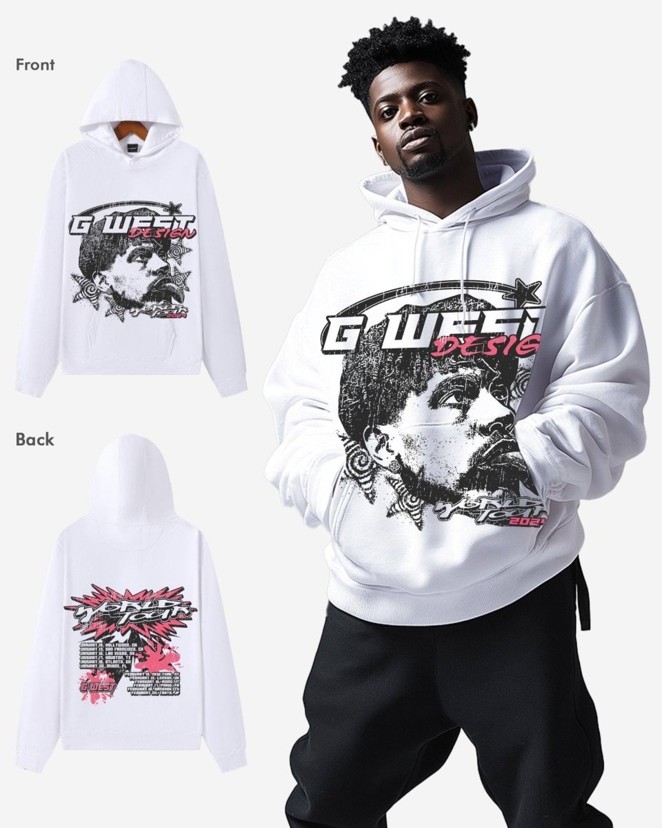 G West World Tour White Oversized Hoodie - G West